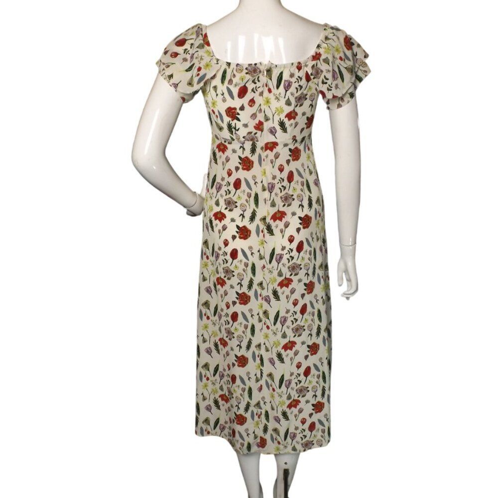STONE COLD FOX Dress, 1/S, Silk Floral, Off Shoulder, HIGH slit/Vent, Midi, Zip - Picture 6 of 16